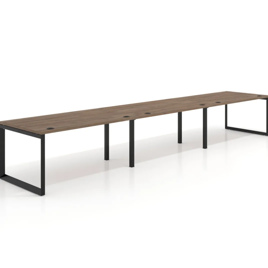 Mesa de despacho progresiva Delta triple, fondo 100cm, estructura negra