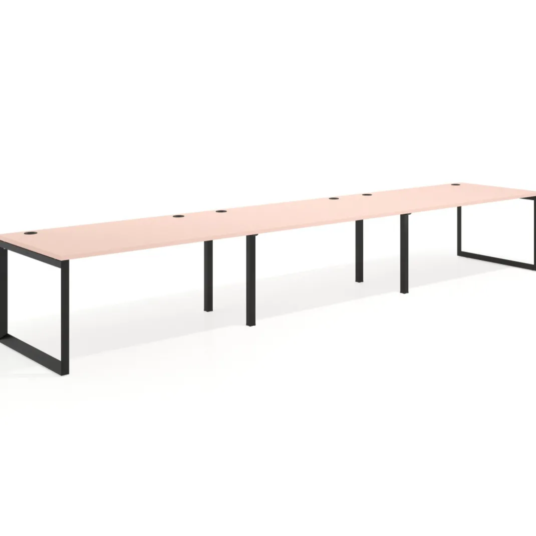 Mesa de despacho progresiva Delta triple, fondo 100cm, estructura negra