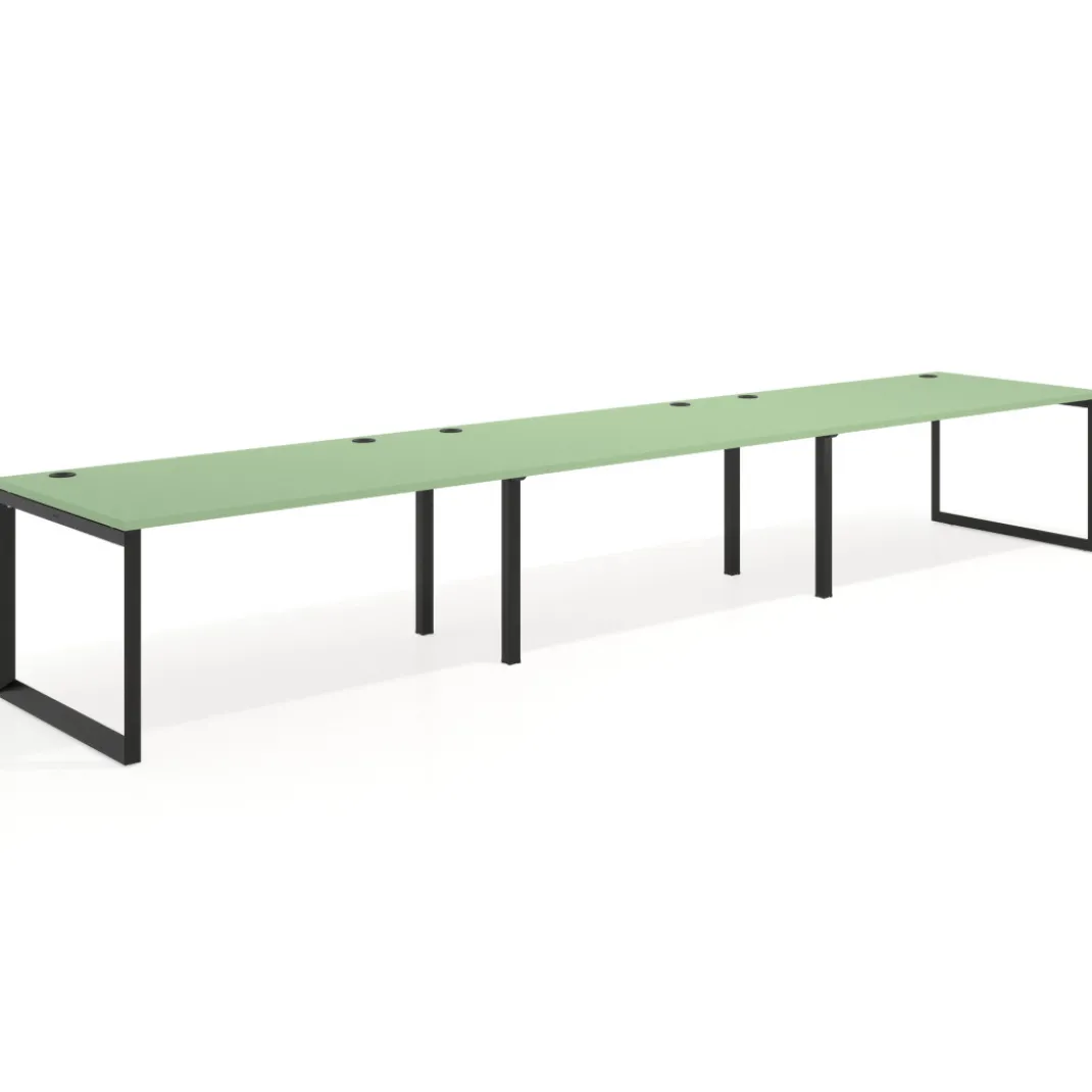Mesa de despacho progresiva Delta triple, fondo 100cm, estructura negra