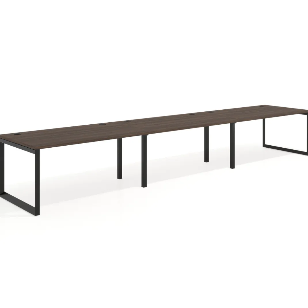 Mesa de despacho progresiva Delta triple, fondo 100cm, estructura negra