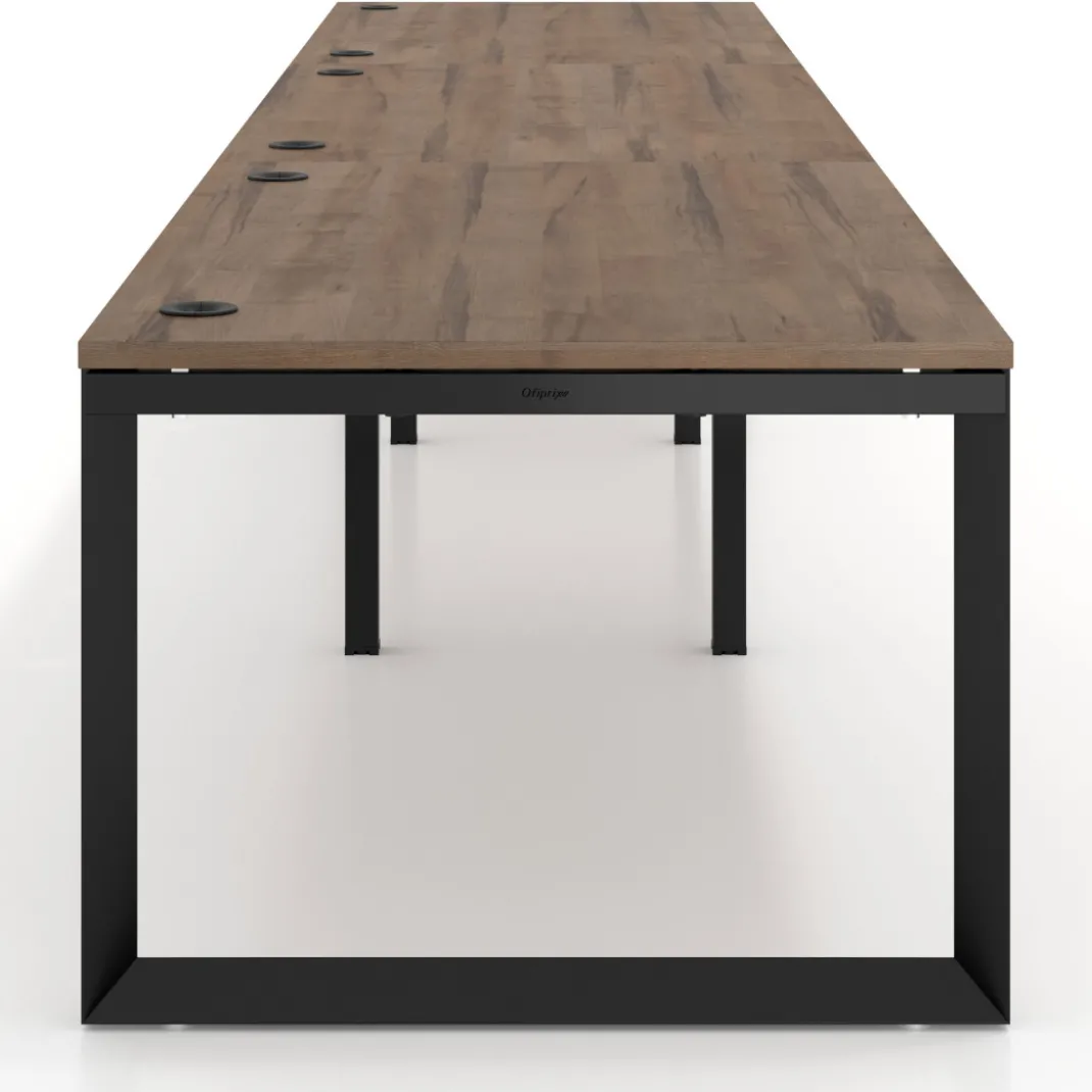 Mesa de despacho progresiva Delta triple, fondo 100cm, estructura negra