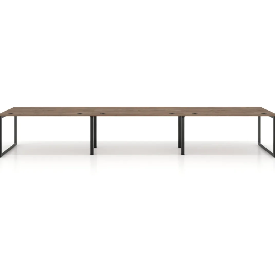 Mesa de despacho progresiva Delta triple, fondo 100cm, estructura negra