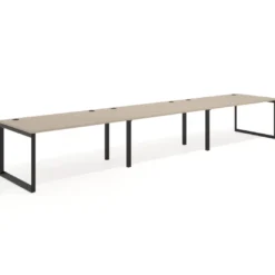 Mesa de despacho progresiva Delta triple, fondo 100cm, estructura negra