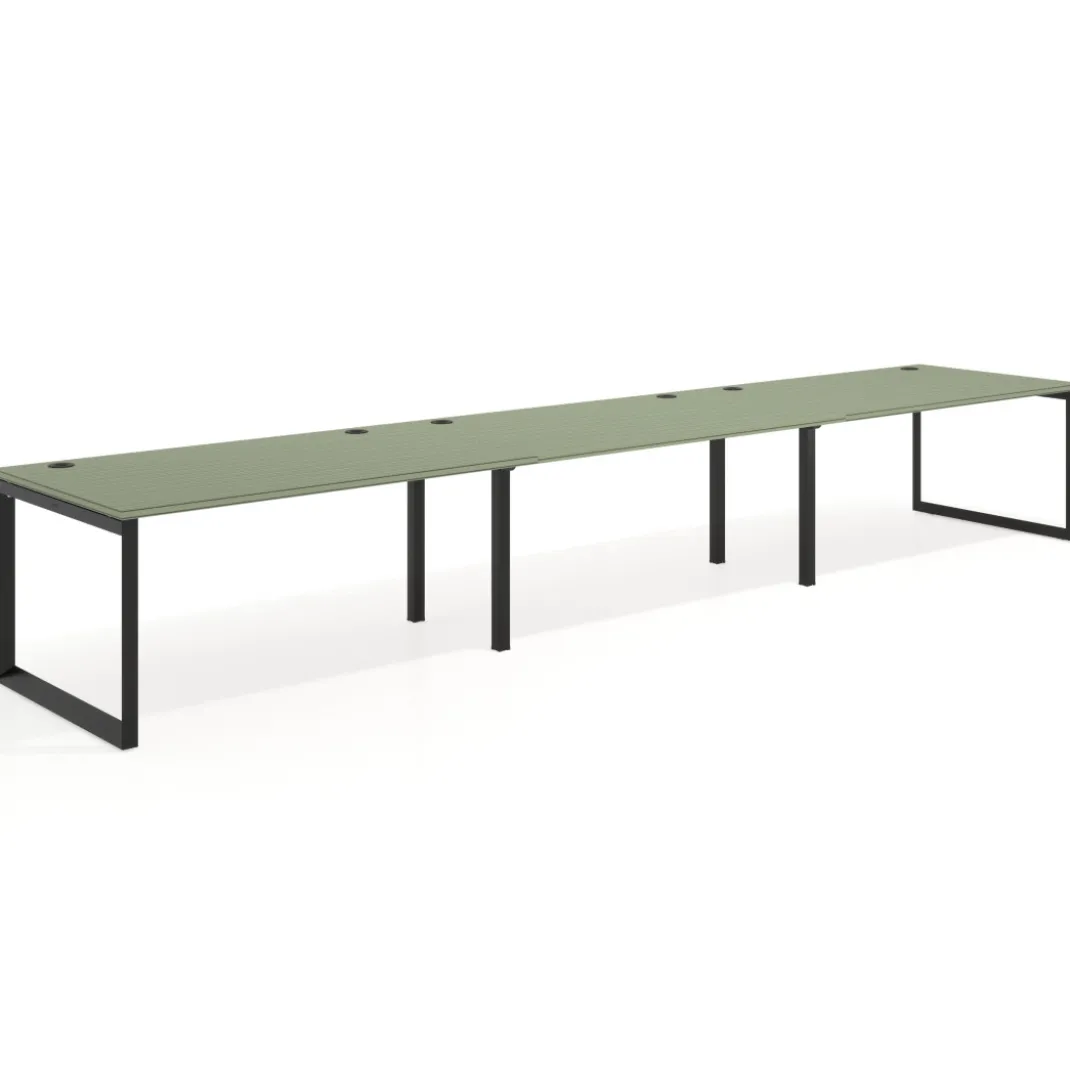 Mesa de despacho progresiva Delta triple, fondo 100cm, estructura negra