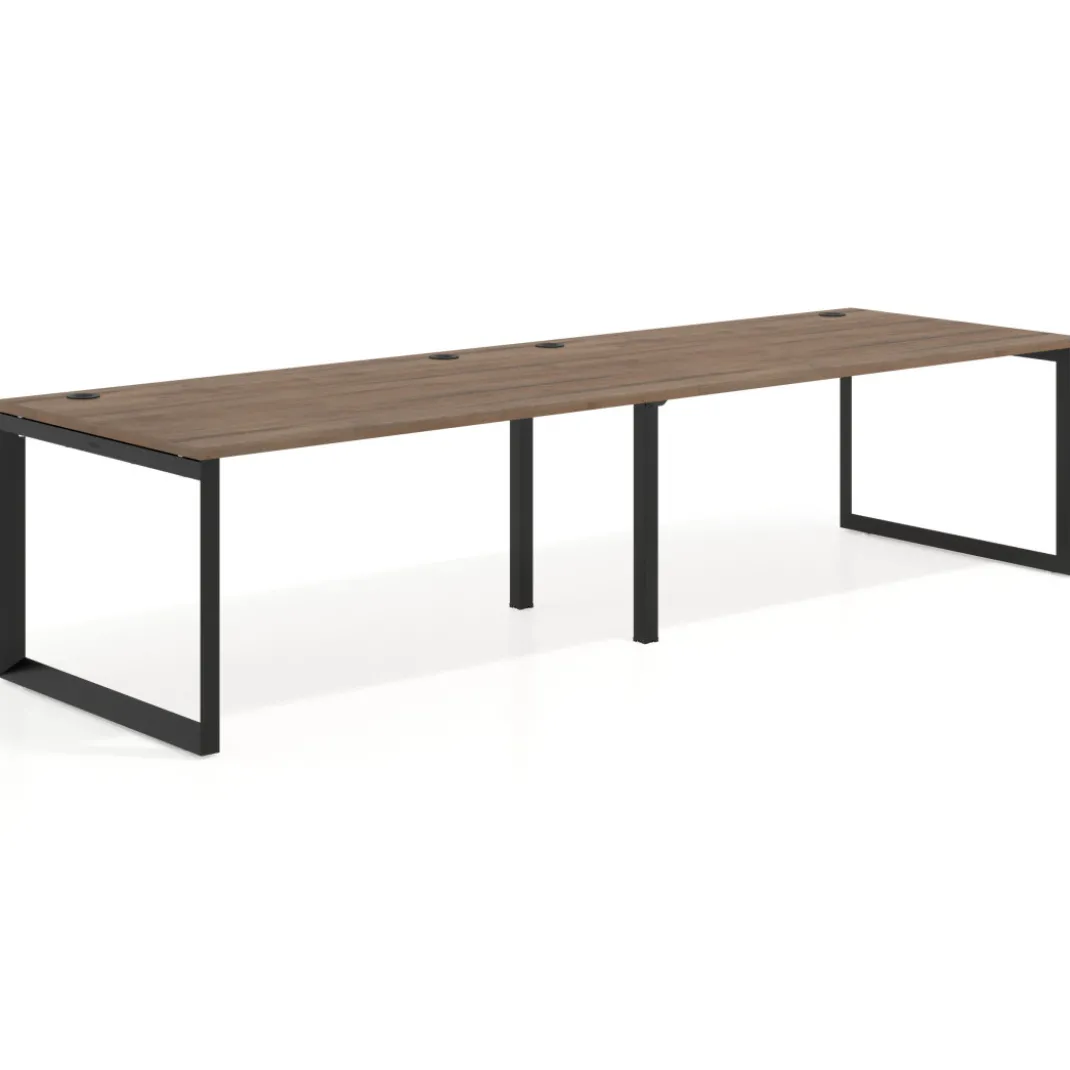 Mesa de despacho progresiva Delta doble, fondo 100cm, estructura negra