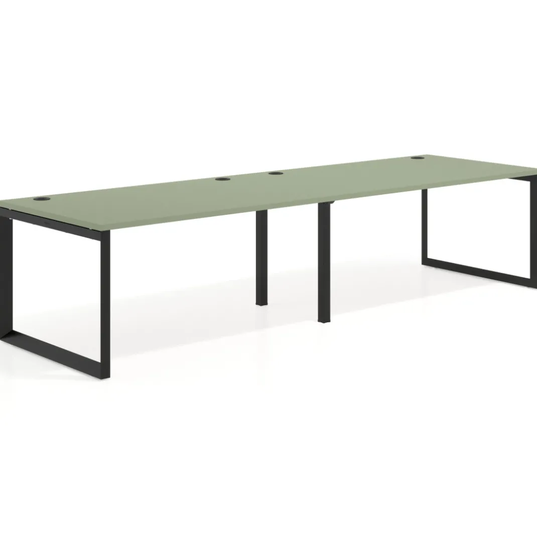 Mesa de despacho progresiva Delta doble, fondo 100cm, estructura negra