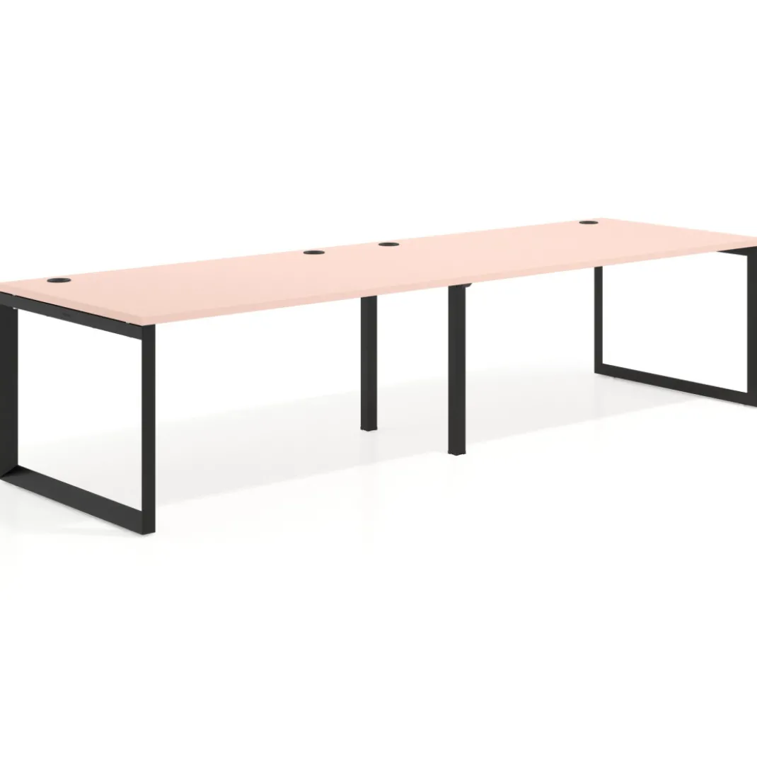 Mesa de despacho progresiva Delta doble, fondo 100cm, estructura negra