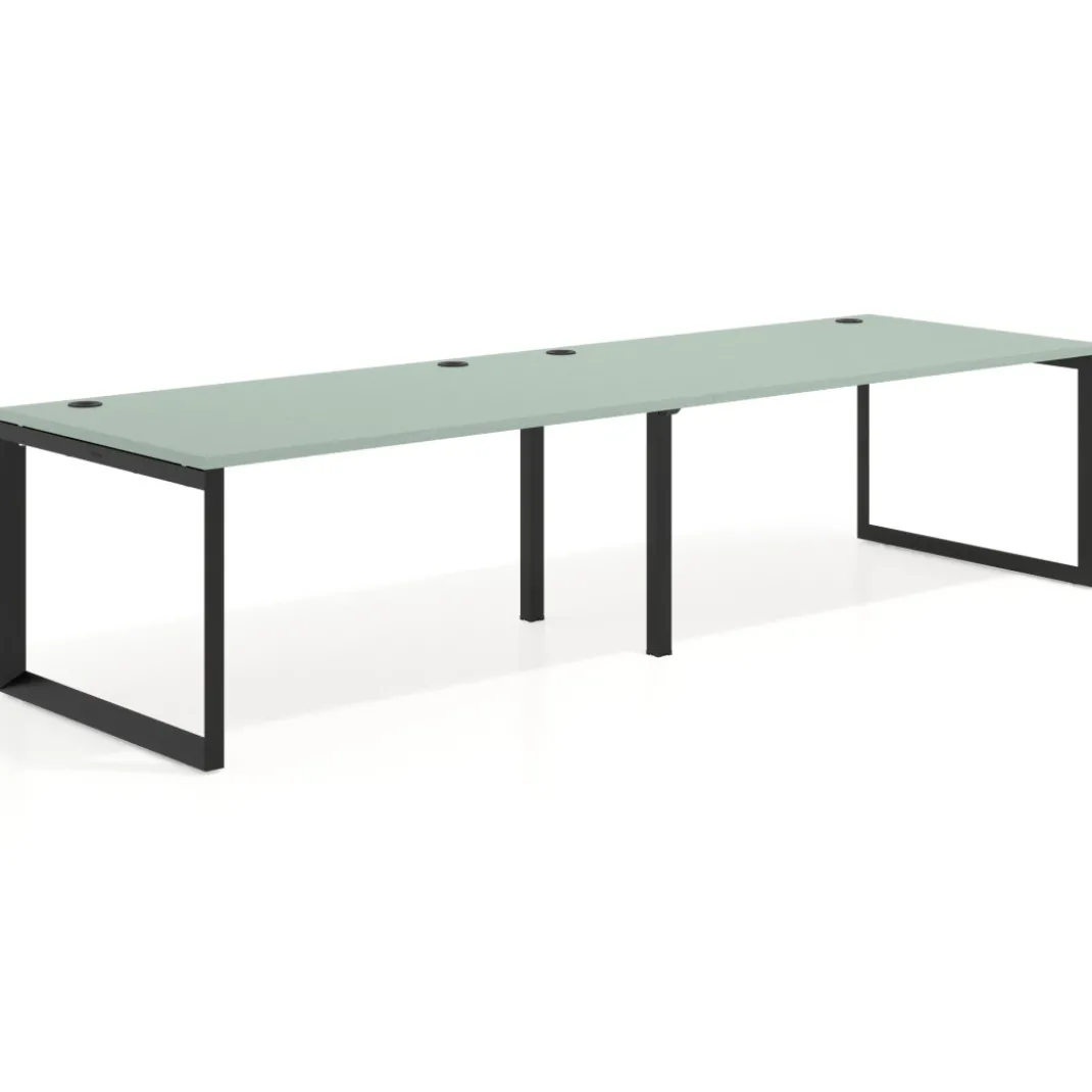 Mesa de despacho progresiva Delta doble, fondo 100cm, estructura negra