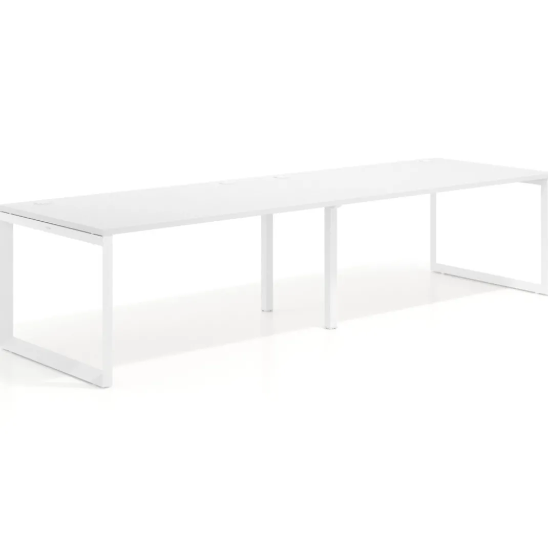 Mesa de despacho progresiva Delta doble, fondo 100cm, estructura blanca