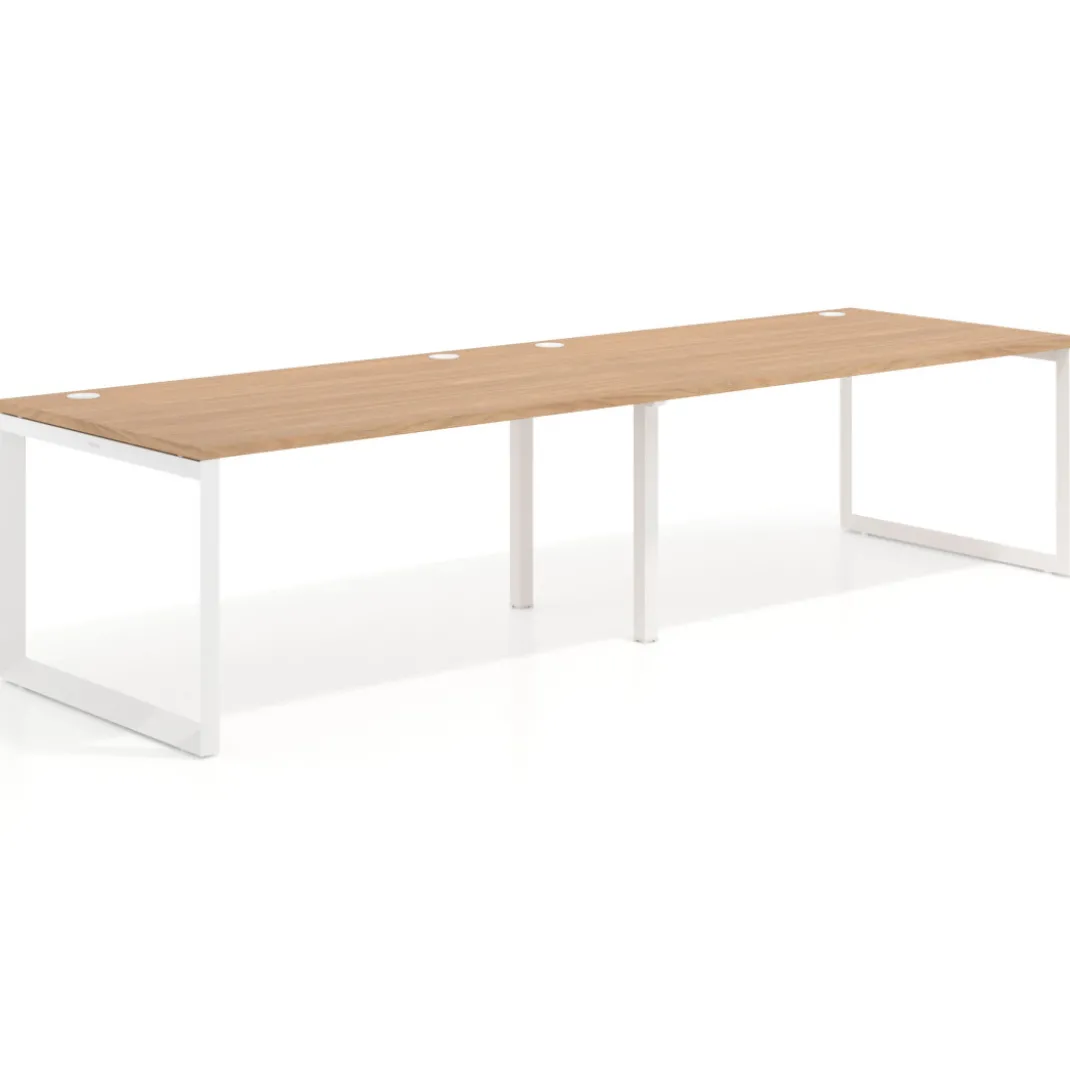 Mesa de despacho progresiva Delta doble, fondo 100cm, estructura blanca