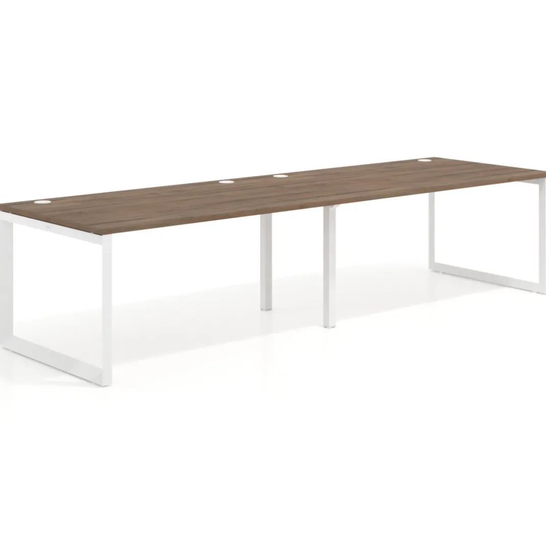 Mesa de despacho progresiva Delta doble, fondo 100cm, estructura blanca
