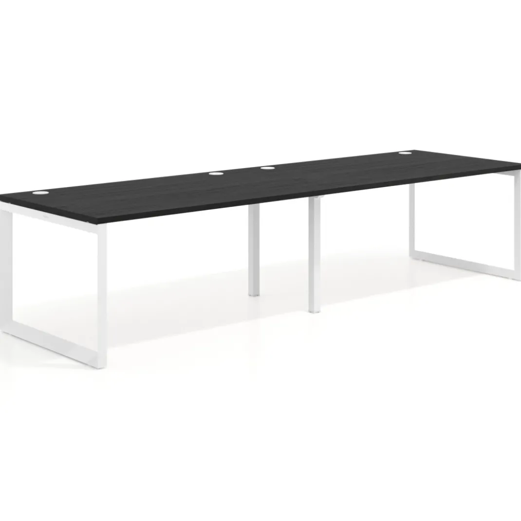Mesa de despacho progresiva Delta doble, fondo 100cm, estructura blanca