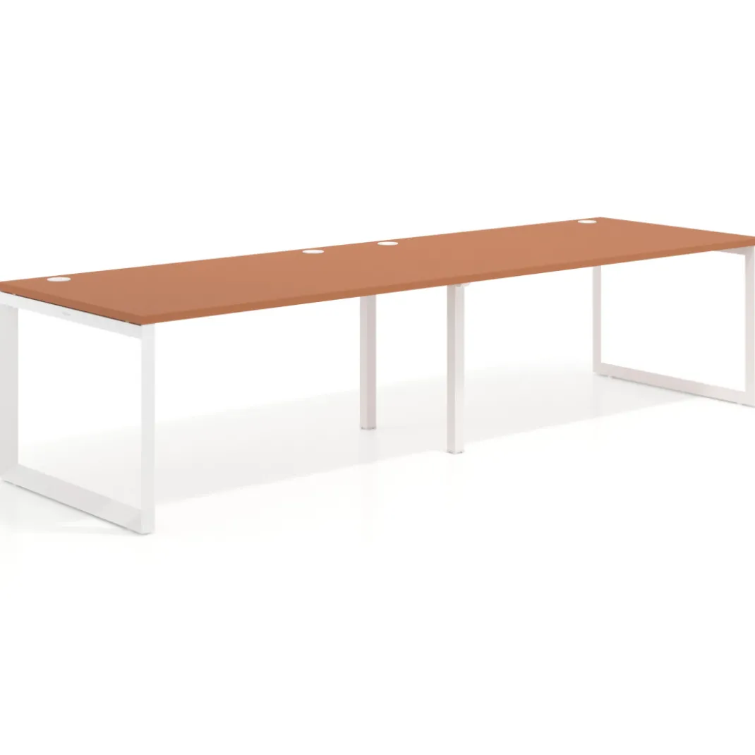 Mesa de despacho progresiva Delta doble, fondo 100cm, estructura blanca