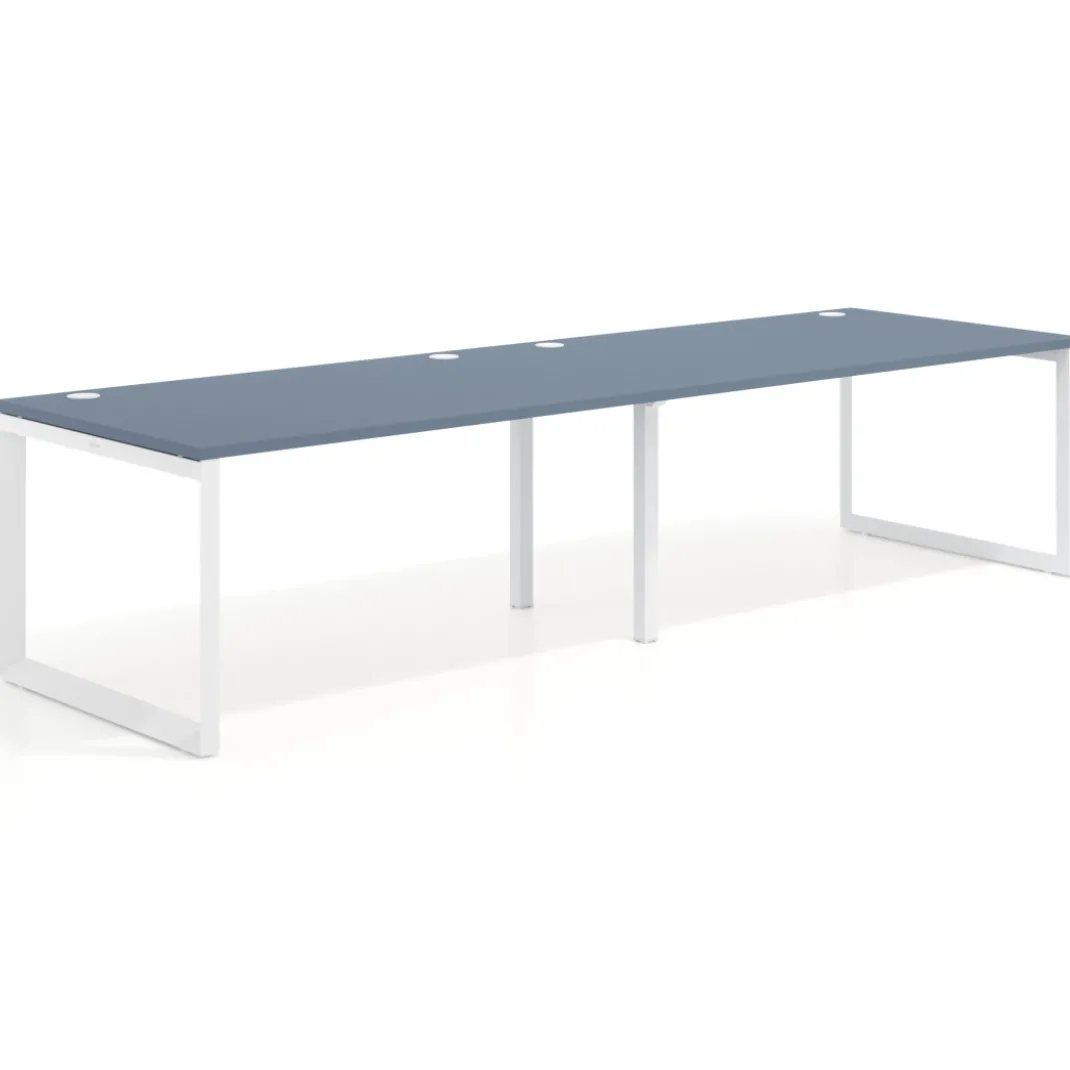 Mesa de despacho progresiva Delta doble, fondo 100cm, estructura blanca