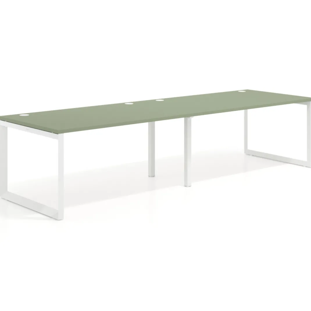 Mesa de despacho progresiva Delta doble, fondo 100cm, estructura blanca
