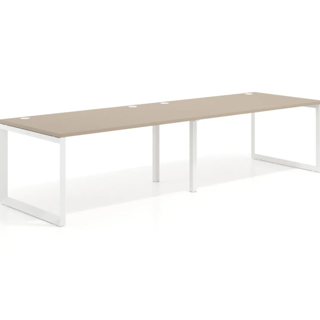 Mesa de despacho progresiva Delta doble, fondo 100cm, estructura blanca