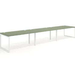 Mesa de despacho progresiva Delta triple, fondo 100cm, estructura blanca