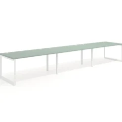 Mesa de despacho progresiva Delta triple, fondo 100cm, estructura blanca
