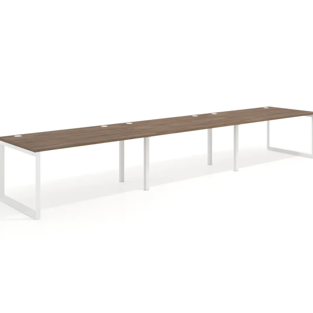 Mesa de despacho progresiva Delta triple, fondo 100cm, estructura blanca