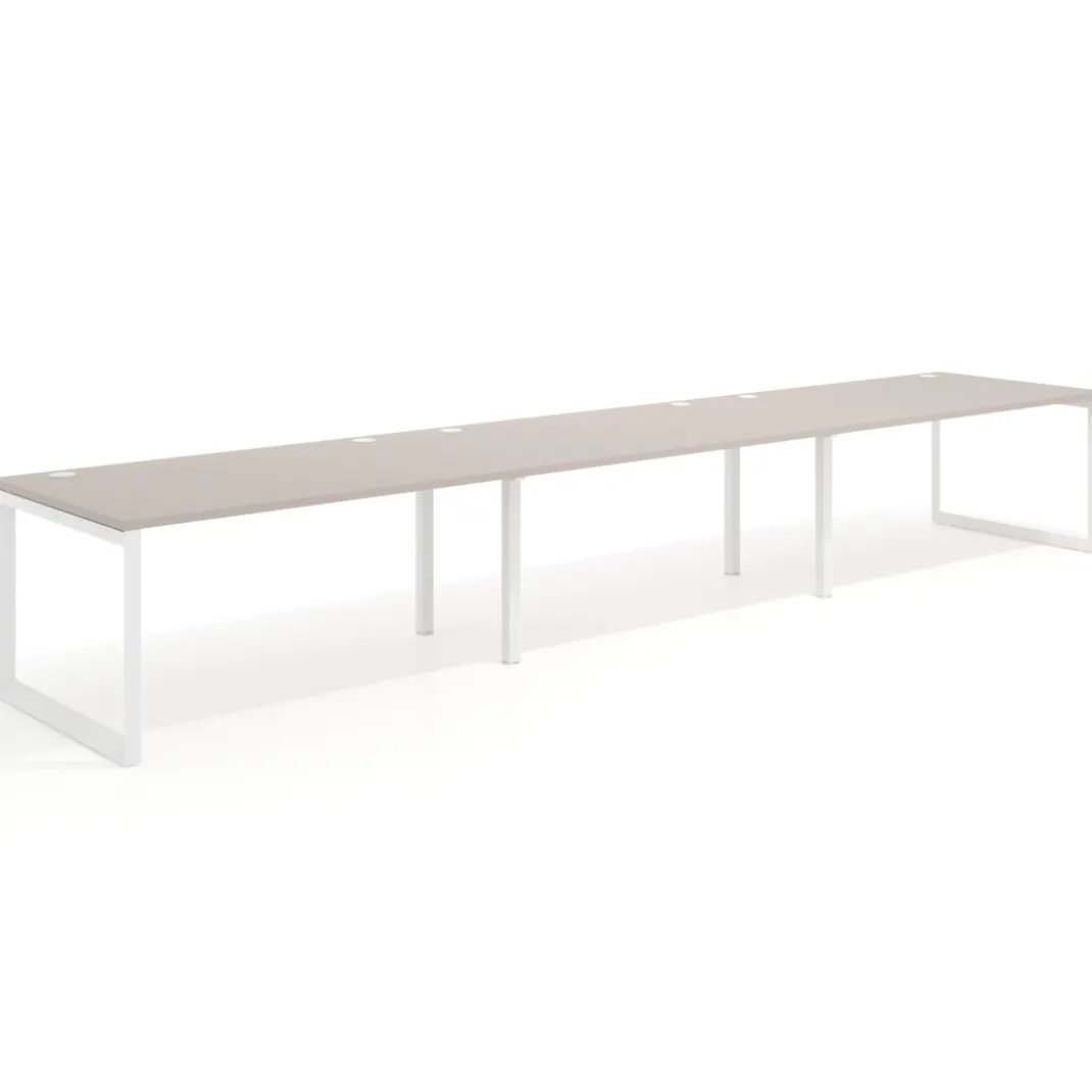 Mesa de despacho progresiva Delta triple, fondo 100cm, estructura blanca
