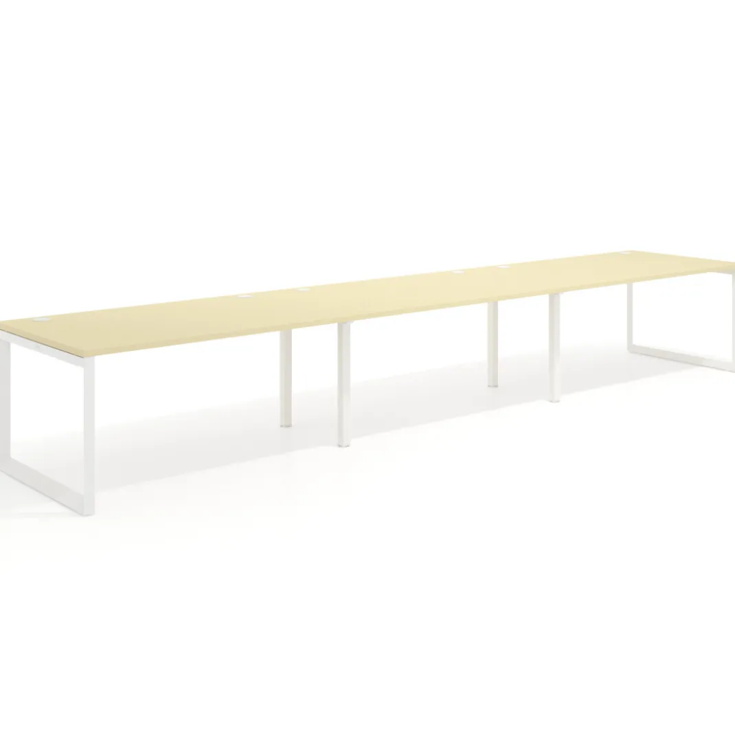 Mesa de despacho progresiva Delta triple, fondo 100cm, estructura blanca
