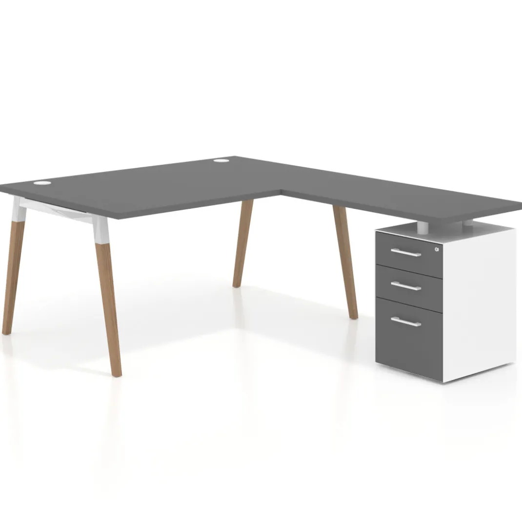 Mesa de dirección con cajones Arki fondo 100cm, frontales de melamina