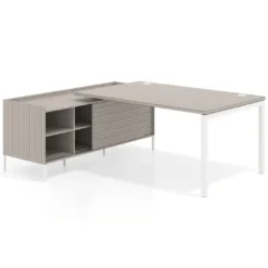 Mesa de dirección con pedestal estantes Kube fondo 100cm estructura blanca