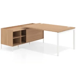 Mesa de dirección con pedestal estantes Kube fondo 100cm estructura blanca