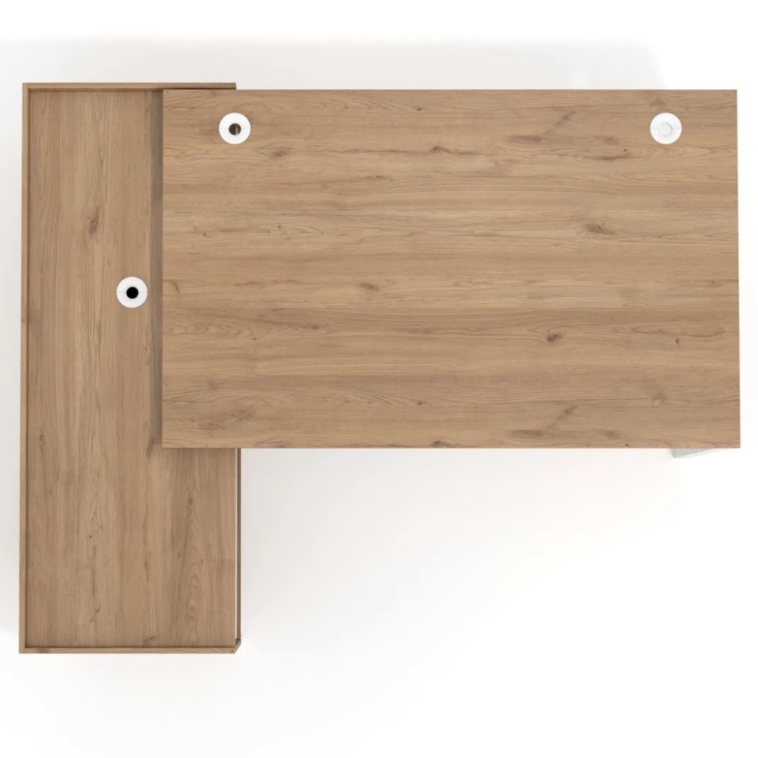 Mesa de dirección con pedestal estantes Kube fondo 100cm estructura blanca