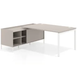 Mesa de dirección con pedestal estantes Kube fondo 100cm estructura blanca