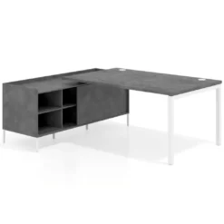 Mesa de dirección con pedestal estantes Kube fondo 100cm estructura blanca