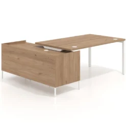 Mesa de dirección con pedestal estantes Kube fondo 100cm estructura blanca
