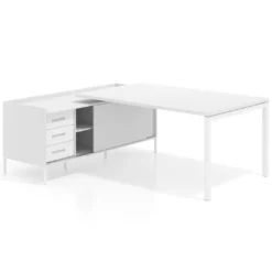 Mesa de dirección con pedestal cajonera Kube fondo 100cm estructura blanca