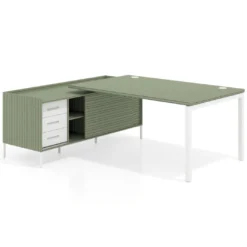 Mesa de dirección con pedestal cajonera Kube fondo 100cm estructura blanca