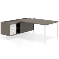 Mesa de dirección con pedestal cajonera Kube fondo 100cm estructura blanca