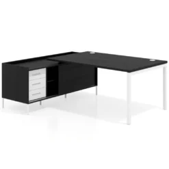 Mesa de dirección con pedestal cajonera Kube fondo 100cm estructura blanca