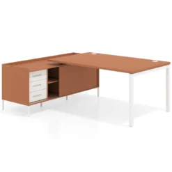 Mesa de dirección con pedestal cajonera Kube fondo 100cm estructura blanca