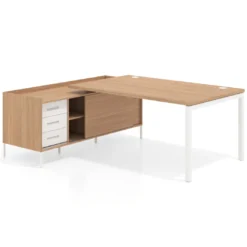 Mesa de dirección con pedestal cajonera Kube fondo 100cm estructura blanca