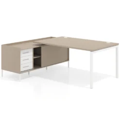 Mesa de dirección con pedestal cajonera Kube fondo 100cm estructura blanca