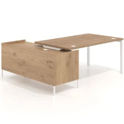 Mesa de dirección con pedestal cajonera Kube fondo 100cm estructura blanca