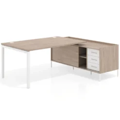 Mesa de dirección con pedestal cajonera Kube fondo 100cm estructura blanca