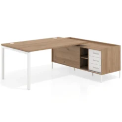 Mesa de dirección con pedestal cajonera Kube fondo 100cm estructura blanca