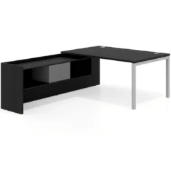 Mesa de dirección en L Kube fondo 100cm con ala+cajones WorkPlus estructura aluminio