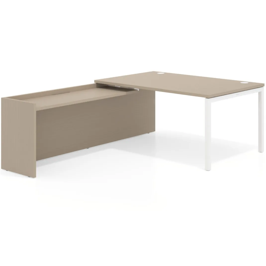 Mesa de dirección en L Kube fondo 100cm con ala WorkPlus estructura blanco