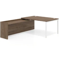 Mesa de dirección en L Kube fondo 100cm con ala WorkPlus estructura blanco