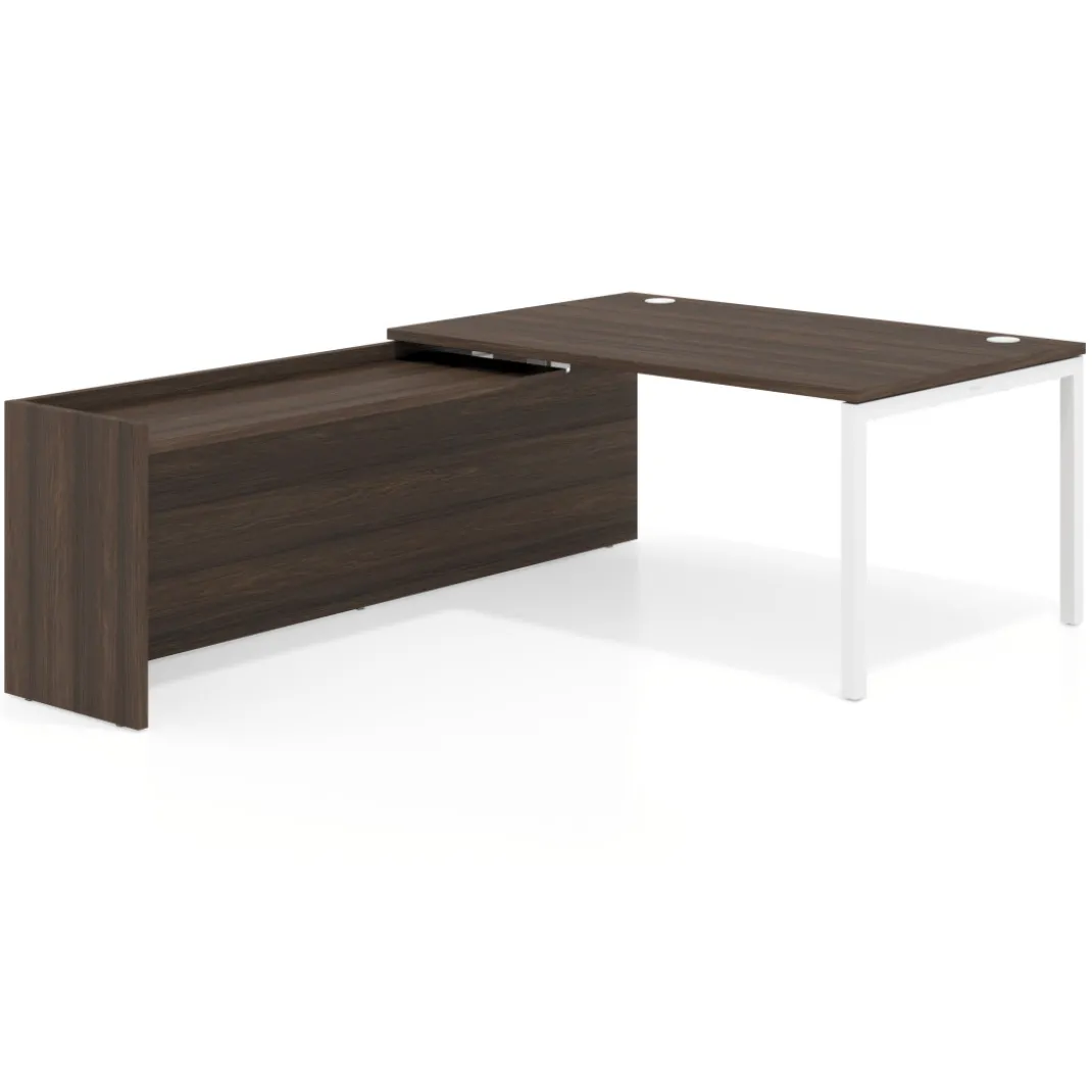 Mesa de dirección en L Kube fondo 100cm con ala WorkPlus estructura blanco
