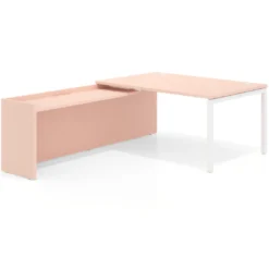 Mesa de dirección en L Kube fondo 100cm con ala WorkPlus estructura blanco