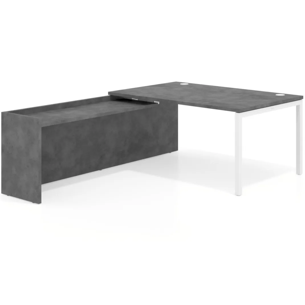 Mesa de dirección en L Kube fondo 100cm con ala WorkPlus estructura blanco