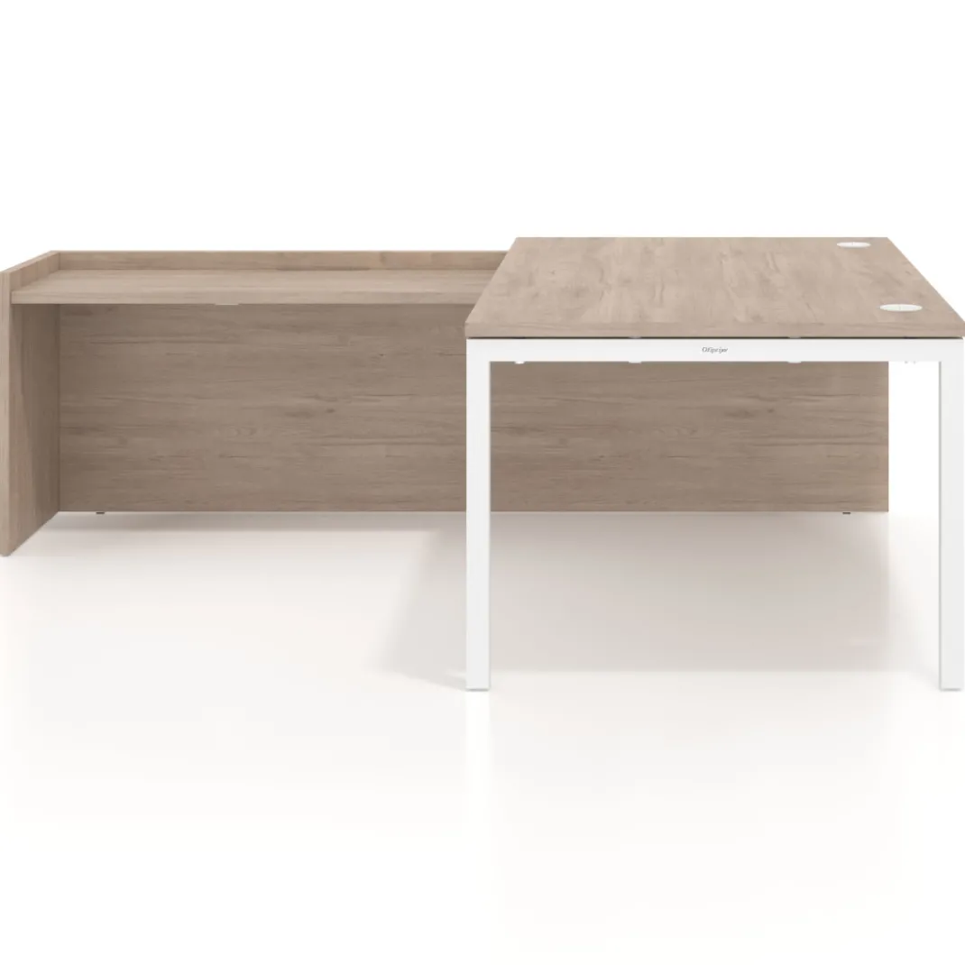 Mesa de dirección en L Kube fondo 100cm con ala WorkPlus estructura blanco