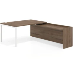 Mesa de dirección en L Kube fondo 100cm con ala WorkPlus estructura blanco